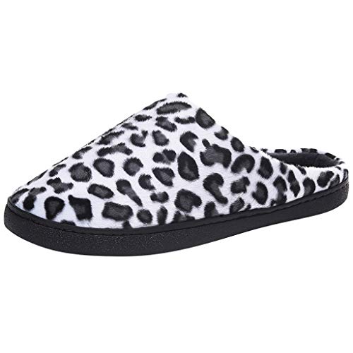 Pantoffeln Frauen Männer Paare Winter Indoor Home Leopard Pantoffeln rutschfeste Warme Casual Hotel (42-43 EU,Weiß) von Yowablo