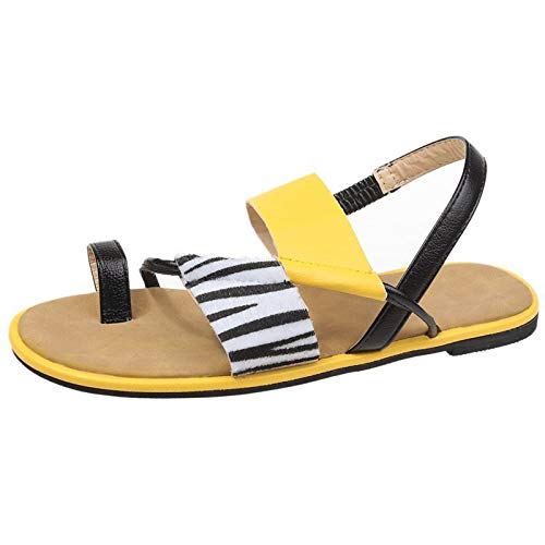 Sandalen Damen Flat Heel Flip-Flops Slip-On Sandalen Lässige Sandalen Strandschuhe (41,Gelb) von Yowablo