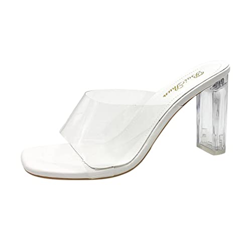 Sandalen Damenmode Freizeitschuhe Atmungsaktive Chunky High Heels Sandalen mit dicken Sohlen (38,Weiß) von Yowablo