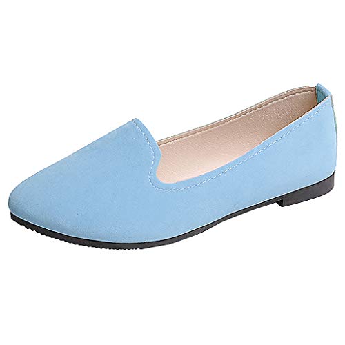 Schuhe Frauen Mädchen Solid Big Size Slip On Flat Shallow Comfort Casual Single (42,Hellblau) von Yowablo