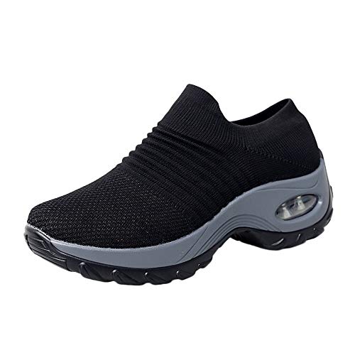 Schuhe Frauen Mesh Schuhe Dicke Boden Plattform Schuhe Luftkissen Schaukelschuhe (39,Schwarz) von Yowablo