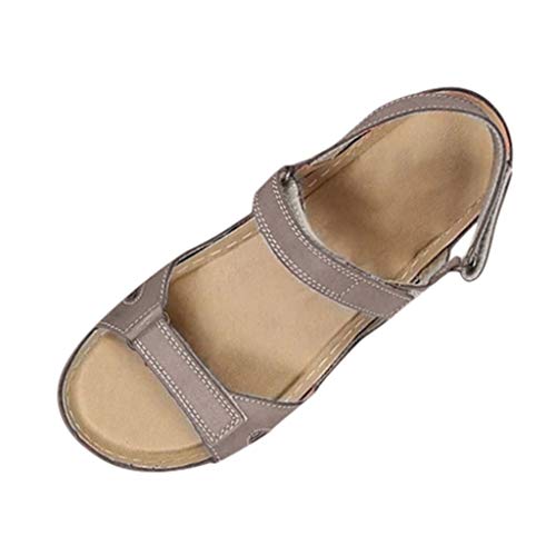 Schuhe Frauen Open Toe Solid Wedges Causal Outdoor Beach Sandalen (41,Grau) von Yowablo