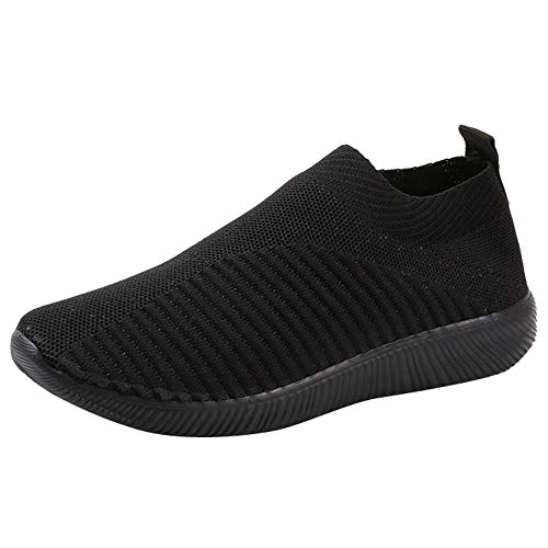 Schuhe Frauen Outdoor Mesh Casual Slip On Bequeme Sohlen Laufen Sportschuhe (36,Schwarz) von Yowablo