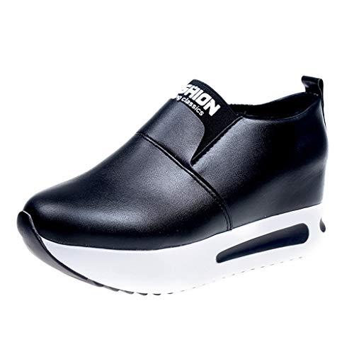 Schuhe Turnschuhe Frauen Mode Casual Slip-On Dicke Plattform Sport Wedges Schuhe (37,Schwarz) von Yowablo