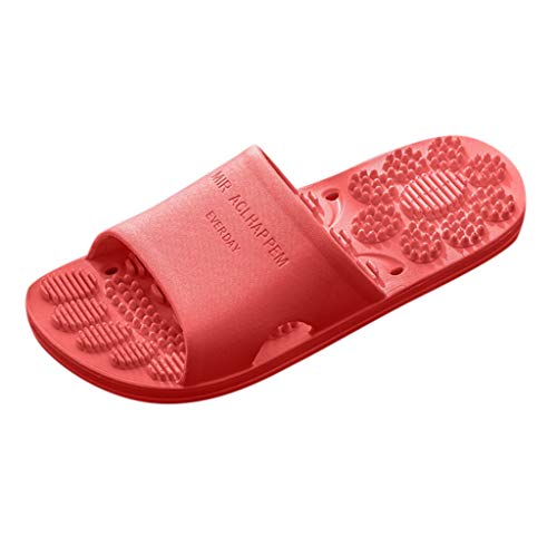 Slipper Frauen Massage Hausschuhe Mode Indoor Outdoor Flip Flops Strand Badezimmer (41,Rot) von Yowablo