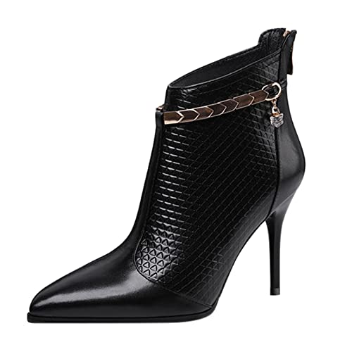 Stiefel Frauen Stiletto High Heel Pointed Knöchel Nackte Schnalle Casual Short Booties (39,Schwarz) von Yowablo