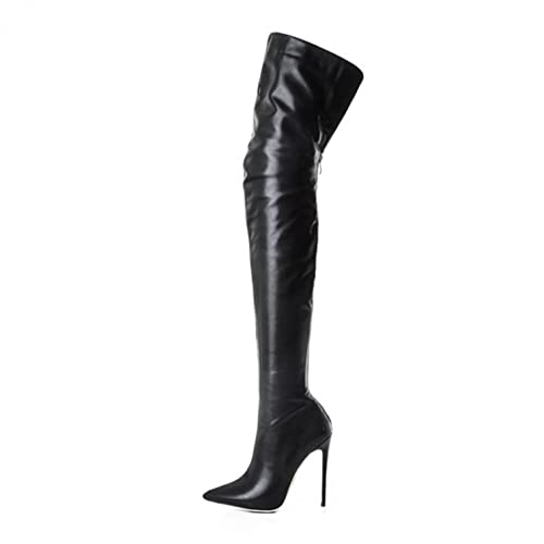 Stiefel Gummistiefel Stallstiefel Wärmeisoliert Stiefel Frauen über dem Knie Schlange Sexy Fashion Nightclub High Heel Schuhe (39,Schwarz) von Yowablo