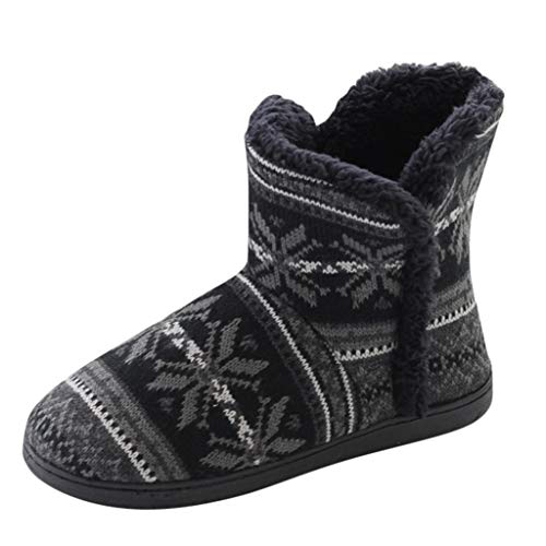 Stiefel Paar Wintermodelle Home Stiefel Weiche warme Winter Home Dicke Baumwollschuhe (41,Schwarz) von Yowablo