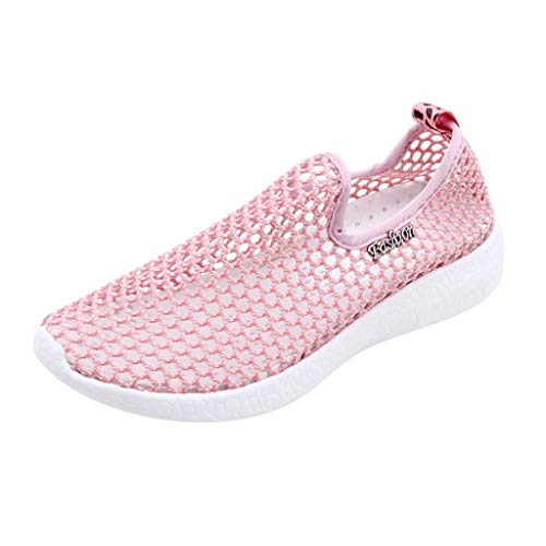 Turnschuhe Frauen Hollow Out Mesh Atmungsaktive Sommer Weiche Bequeme Slip On Schuhe (38,Rosa) von Yowablo