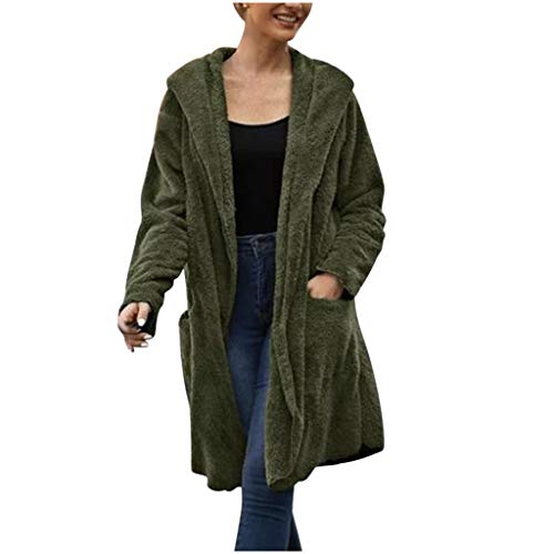 Winterjacke Damen wintermantel Parka Mantel Kapuze Mantel Jacke Frauen Casual Warme Langarm Tasche Solid Hooded Outerwear Tops (XL,Armeegrün) von Yowablo