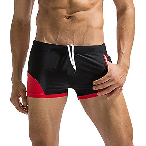 Yowablo Badehose für Herren | Schwimmhose Surfing - Gespleißte Badehose mit Boxershorts (XL,2Schwarz) von Yowablo