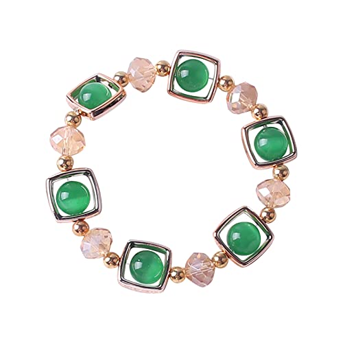 Yowablo Bunte Jade-Kristallarmband-Mode-Farben-kleine frische Damen-Schmucksachen Holzarmbanduhren Herren von Yowablo