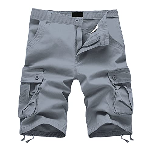 Yowablo Cargo Shorts Bermuda Kurze Hose Vintage Herren Herren Cargo Shorts Baumwolle Bermuda Vintage Casual Kurz Hose (3XL,7grau) von Yowablo