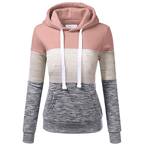 Yowablo Damen Kapuzenpullover Damen Pulli Pullover Rollkragen Sweatshirt Kapuzenpulli Top Hoodies (S,4Rosa) von Yowablo