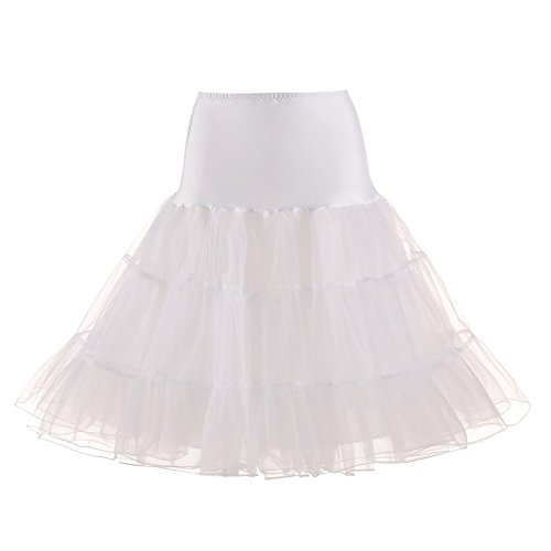 Yowablo Damen Kurz Tutu Rock Tüllrock Tütü Crinoline Minirock Reifrock Unterrock Kleid Tüll Underskirt (XL,Weiß) von Yowablo