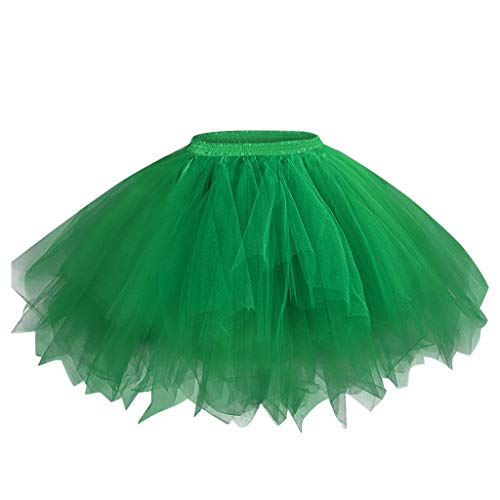 Yowablo Damen Petticoat 50er Jahre Retro Tutu Tüllrock Normale und Große Größen (XL,1Armeegrün) von Yowablo