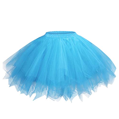 Yowablo Damen Petticoat 50er Jahre Retro Tutu Tüllrock Normale und Große Größen (XL,1Blau) von Yowablo