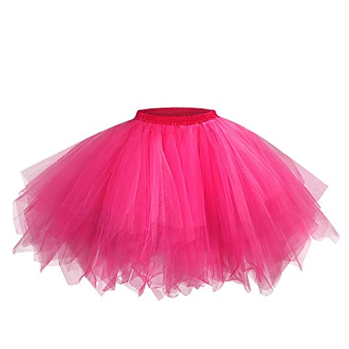 Yowablo Damen Petticoat 50er Jahre Retro Tutu Tüllrock Normale und Große Größen (XL,1Pink) von Yowablo