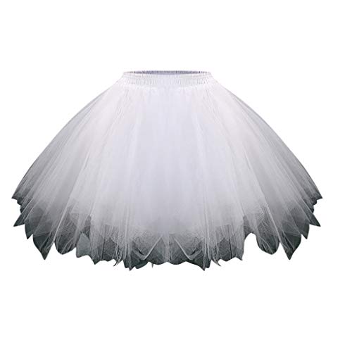 Yowablo Damen Petticoat 50er Jahre Retro Tutu Tüllrock Normale und Große Größen (XXL,1Weiß) von Yowablo