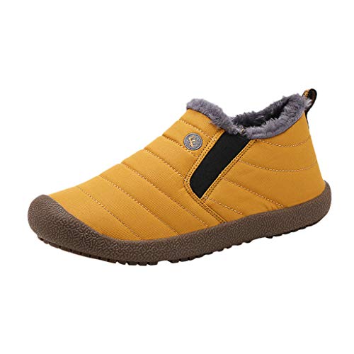 Yowablo Damen Winterstiefel Wasserdicht Warm gefütterte Schneestiefel Winterschuhe Winter Kurzschaft Boots Schuhe,Sneaker Damen (39 EU,Damen-Gelb) von Yowablo