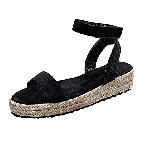 Yowablo Damenmode einfarbig Hook Loop Wedge Bottom Wedge Casual Sandalen Schuhe Damen Weite H von Yowablo