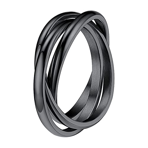 Yowablo Damenring Edelstahl Dreifachringe Ineinander verschlungenes Set aus 3 niedlichen gekreuzten Ringen Ringe Herren Edelstein von Yowablo
