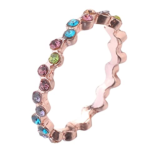 Yowablo Der beliebte gewellte farbige Diamantring Lady Rainbow Colorful Diamond Colorful Fingerschmuck Glitzer Ringe Kinder von Yowablo