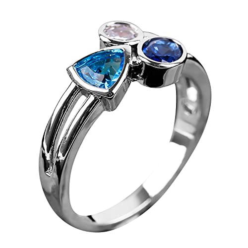 Yowablo Exquisite Persönlichkeit unregelmäßiger dreifarbiger Steinring für Frauen-Verlobungsring-Schmuck-Geschenke Ringe Klima von Yowablo