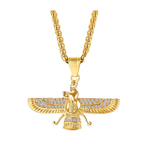 Yowablo Farvahar Authentic Persianer Anh鋘ger Edelstahl Ausschnitt Geschenke Herren Halsketten Ritzel Dreier Ketten Damen Silber von Yowablo