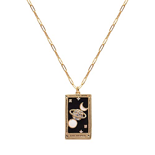 Yowablo Galvanisiertes Retro-Tarot mit -Öltropfen-Quadrat-Halskette Magier-Sonne-Stern-Mond-Front Ketten Ständer Yowablo Galvanisiertes Retro-Tarot mit -Öltropfen-Quadrat-Halskette Magier-Sonne-Stern-Mond-Front Ketten Ständer von Yowablo