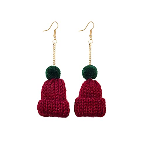 Yowablo Gestrickte Wolle kleine Hut Ohrringe Herbst und Winter süße Anhänger Persönlichkeit lustige Ohrringe Ohrringe Opal Silber von Yowablo