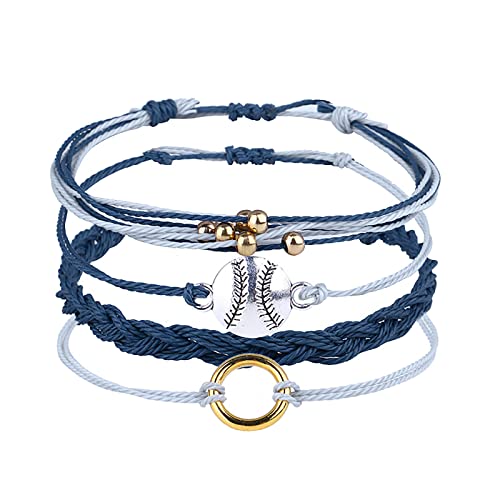 Yowablo Handgestricktes Baseball-Armband, Charm-Armband, Mädchen-Accessoires, Armbänder Für Kinder Jungs von Yowablo