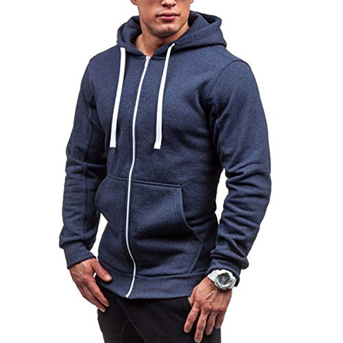 Yowablo Herren-Kapuzen-Sweatshirt mit Kapuze, Pullover, Kleidung, Trainingsanzug, langärmlig, Winter, lässig, Oberteil, Bluse Gr. X-Large, 7blau von Yowablo