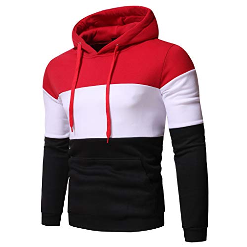 Yowablo Herren-Kapuzen-Sweatshirt mit Kapuze, Pullover, Kleidung, Trainingsanzug, langärmlig, Winter, lässig, Oberteil, Bluse Gr. XL, 5 x Rot von Yowablo