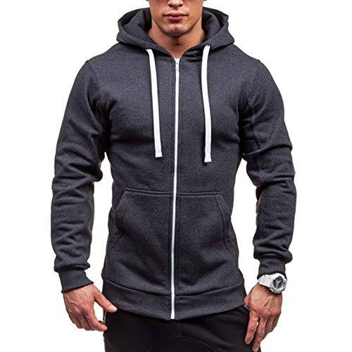 Yowablo Herren-Kapuzen-Sweatshirt mit Kapuze, Pullover, Kleidung, Trainingsanzug, langärmlig, Winter, lässig, Oberteil, Bluse Gr. XXL, 7 Dunkelgrau. von Yowablo