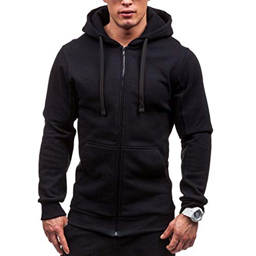 Yowablo Herren-Kapuzen-Sweatshirt mit Kapuze, Pullover, Kleidung, Trainingsanzug, langärmlig, Winter, lässig, Oberteil, Bluse Gr. XXX-Large, 7Schwarz von Yowablo