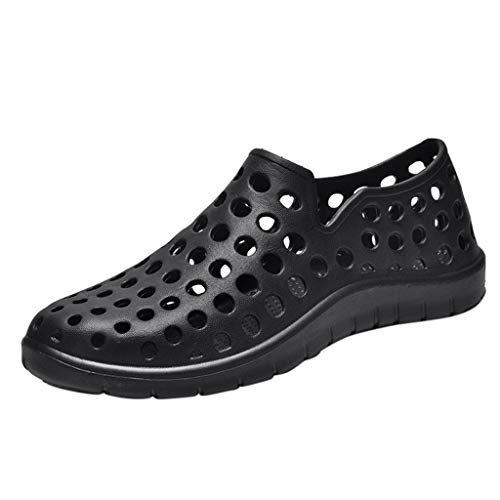 Yowablo Herren Sabot Clogs Schuhe Männer Mode Schuhe Unisex Hollow Out Casual Paar Strandsandalen Flip Flops (44 EU,Schwarz) von Yowablo
