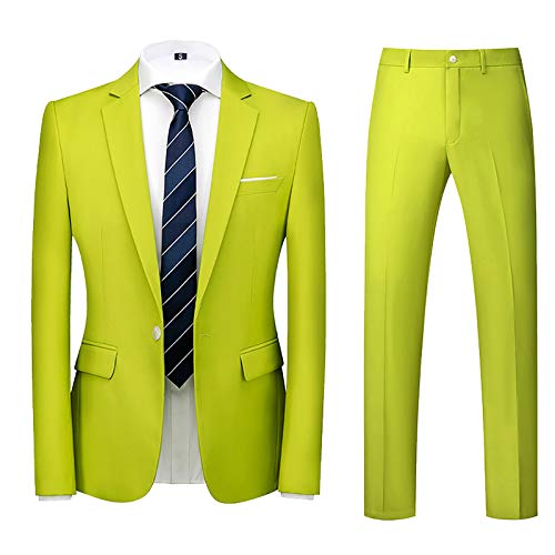 Yowablo Herren Slim Fit 2 Teilig Anzüge Modern Herrenanzug 3-Teilig Sakko Hose für Business Hochzeit (XXL,2grün) von Yowablo