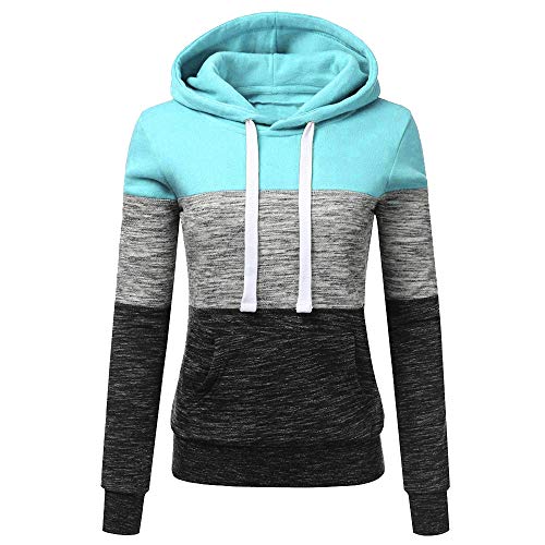 Yowablo Jacke Damen Sweatjacke Hoodie Sweatshirtjacke Pullover Oberteile Kapuzenpullover (XXL,1- Blau) von Yowablo