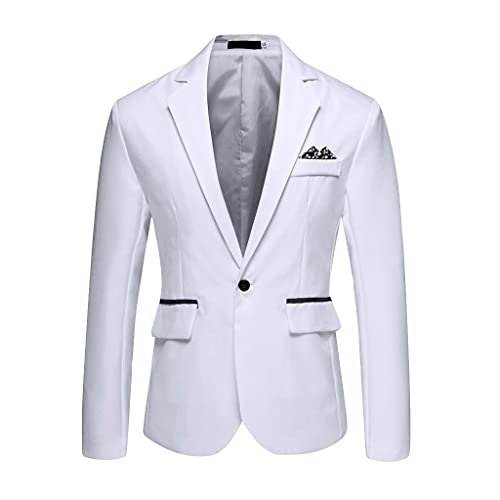 Yowablo Male Blazer Slim Fit Herren Blazer Slim Fit Sakko Herren Slim Fit Sakko Casual Blazer Smokingjacke Hochzeit (XL,Wei? von Yowablo