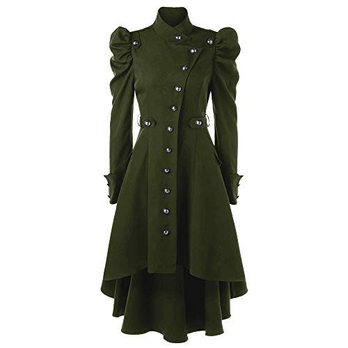 Yowablo Mantel Damen Rollkragenpullover Vintage Steampunk Lang Retro Jacke mit Falten Unregelmäßige (M,Grün) von Yowablo