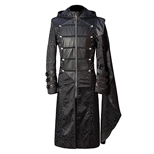 Yowablo Mantel Herren Gothic Langarm Gericht Bankett In voller Länge geteilter Reißverschluss Mantel (3XL,schwarz) von Yowablo