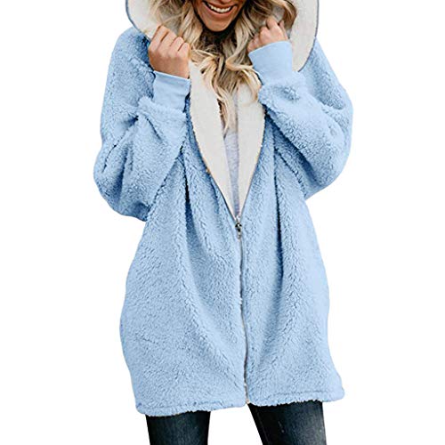 Yowablo Pullover Damen Strickjacke Lässig Casual Cardigan Langarm Outwear mit Taschen Mantel Jacke Winter (5XL,Wasserblau) von Yowablo