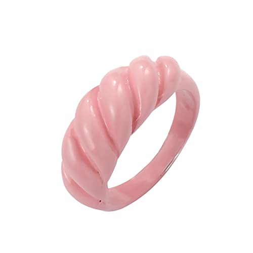 Yowablo Ring Retro-Ring-Armband Geometrisch Öl Bonbonfarbe Tropffaden Ringe Ringe in Silber Mit Weißen Zirkonia von Yowablo