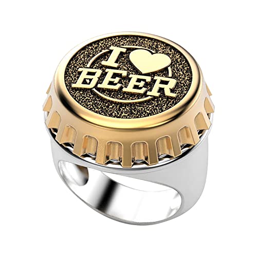 Yowablo Silberner kreativer Bierflaschenverschluss-Ring-Schmuck-Geburtstags-Vorschlags-Braut-Verlobungs-Ring Ringe Leder von Yowablo
