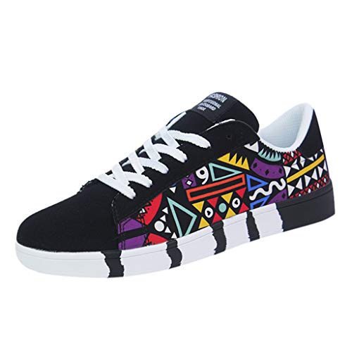 Yowablo Sneakers Herrenmode Lässige Schnürfarbe für Canvas Sportschuhe Graffiti-Schuhe (41,Schwarz) von Yowablo