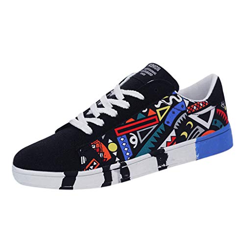 Yowablo Sneakers Herrenmode Lässige Schnürfarbe für Canvas Sportschuhe Graffiti-Schuhe (44,Blau) von Yowablo