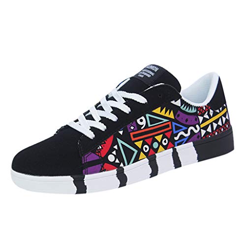 Yowablo Sneakers Herrenmode Lässige Schnürfarbe für Canvas Sportschuhe Graffiti-Schuhe (44,Schwarz) von Yowablo