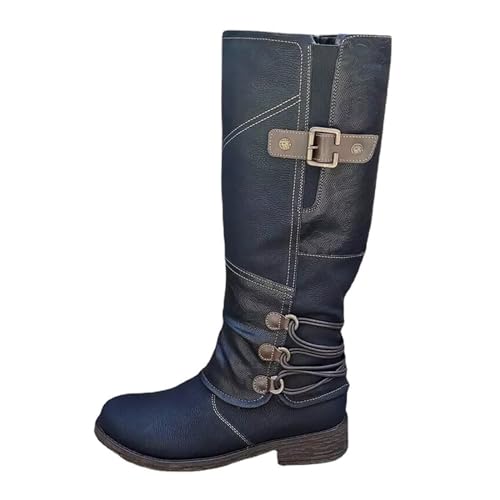 Yowablo Stiefel Frauen Hohe Damenstiefel für weite Wade Damen Reitstiefel (Blau,42) von Yowablo