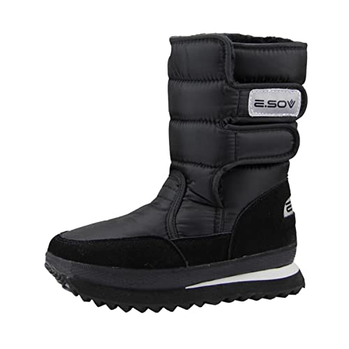 Yowablo Stiefel Frauen Schnee Plattform Mid-Calf Gefüttert wasserdichte Schneeschuhe Warm (38,Schwarz) von Yowablo